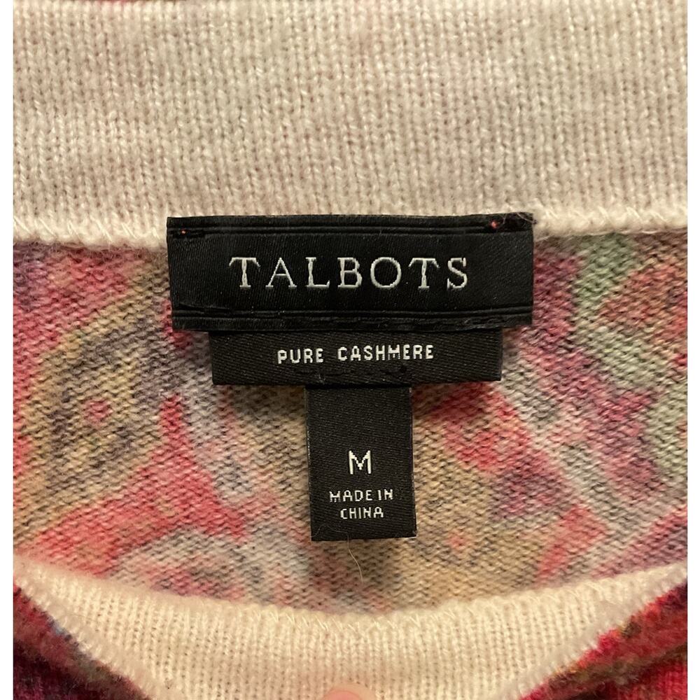 Talbots 100% Cashmere Sweater Paisley Preppy Old Money Crew Neck Sz M - Picture 4 of 4